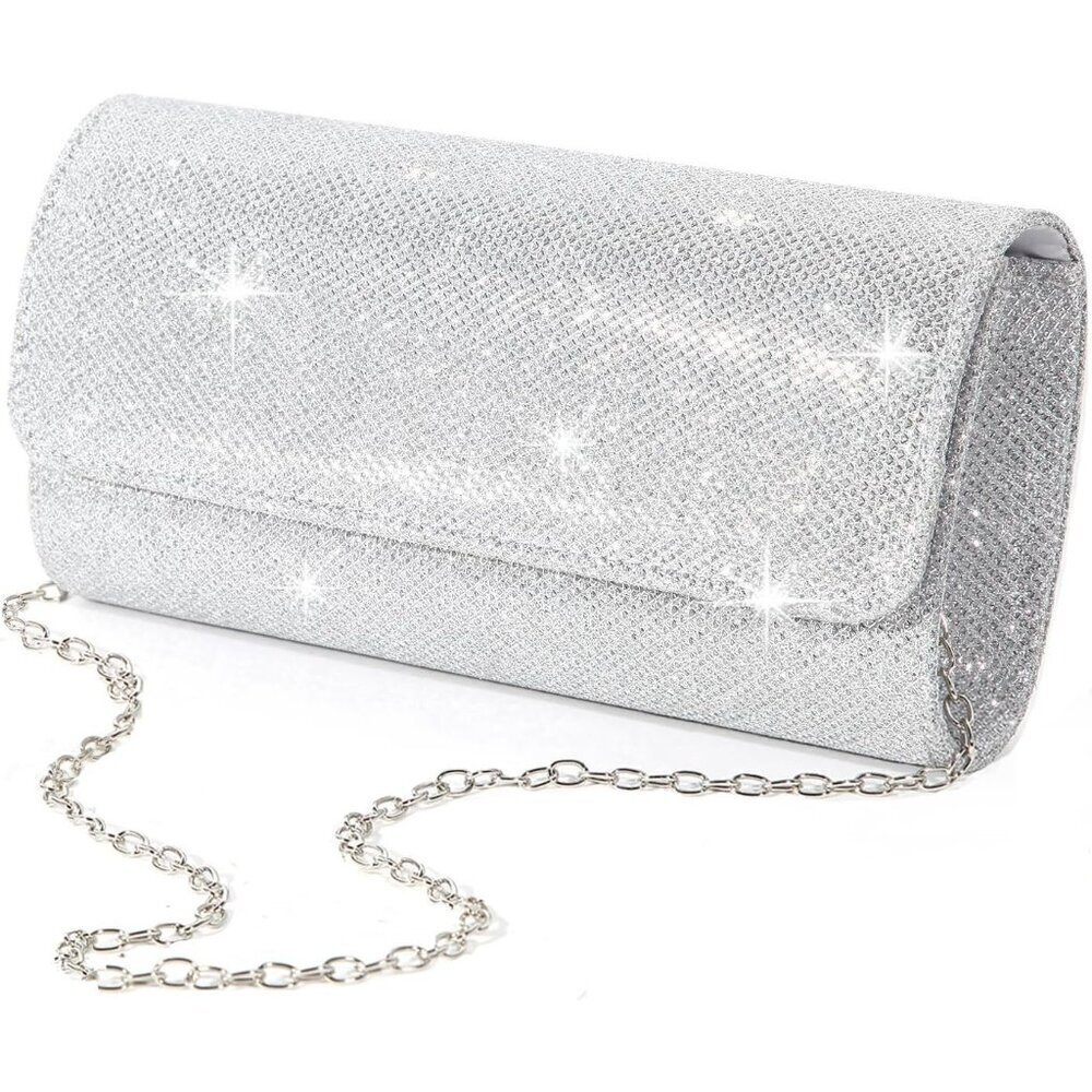 Evening Clutch Bag for Women Silver Sparkling Party Clutch Wedding Party Handbag